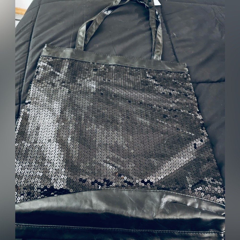 Lane Bryant Black Sequin Tote Bag